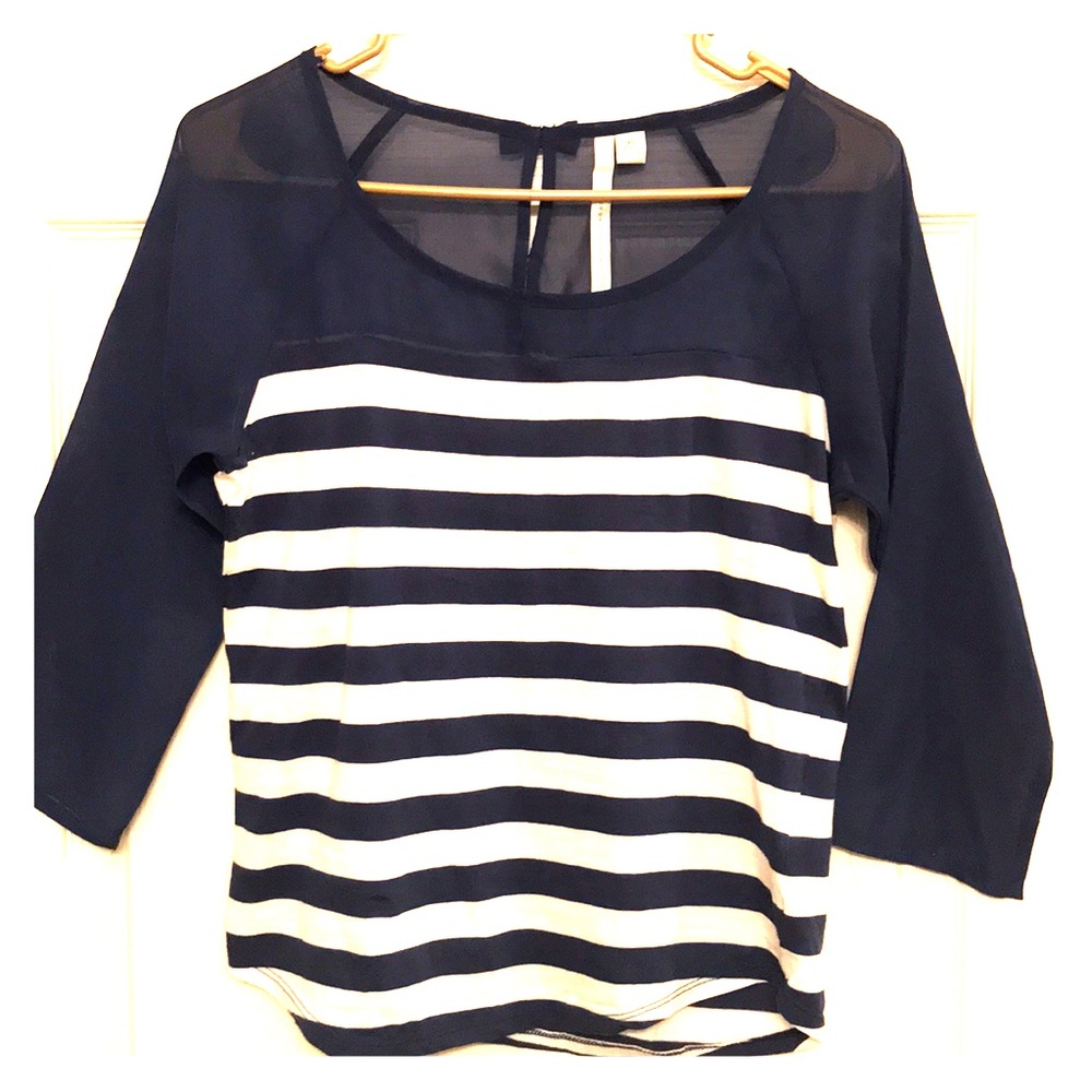 Lauren Conrad Royal Blue Striped Top
